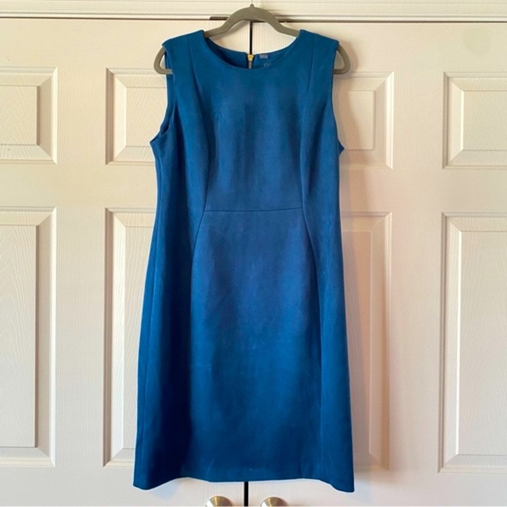 NWT Calvin Klein Teal Faux Suede Shift Dress, 14